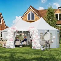 Outsunny 6.8 x 5m Octagonal Marquee Gazebo - White(m-9)