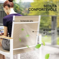 Outsunny Set da Giardino con Tavolo da Pranzo in Vetro Rettangolare e 4 Sedie con Braccioli, Multicolore(m-6)