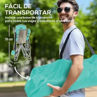 Outsunny Conjunto de 2 Sillas de Playa Plegables y Ligeras con Respaldo de Malla Reposabrazos y Bolsa 58x55x62 cm Azul Oscuro(m-4)