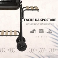 Outsunny Barbecue a Carbone con Coperchio, Ripiani e Ruote, Completo di Spatola, Pinza e Coltello, Nero(m-6)
