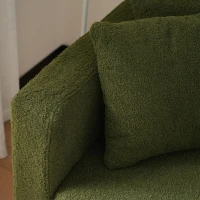 Convertible Sofa Bed with Adjustable Backrest, Gold Legs, Side Pockets, Sherpa Fabric Loveseat for Living Room, 176L x 64W x 75H cm, Green(m-8)