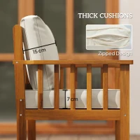 Outsunny Four-Piece Acacia Wood Garden Sofa Set - Teak/Cream(m-6)