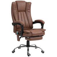 Vinsetto Silla de Masaje con 6 Puntos de Masaje Ajustable con Función de Calefacción Reposapiés Retráctil y Control Remoto Marrón(m-1)
