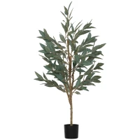 HOMCOM Planta Artificial de Louro 150 cm Planta Artificial Decorativa Grande Decoração para Casa Escritório Varanda Quarto Verde(m-1)