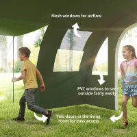 Outsunny 5-6 Man Camping Tent with 2 Room, Floor and Carry Bag - Green(m-5)