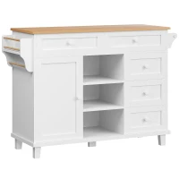 Dining Trolley with Drawer-Storage Cabinet, Mobile and Fixed Dual-Use Design, Versatile Food Cart for Kitchens, 134L x 46W x 92H cm, White(m-2)