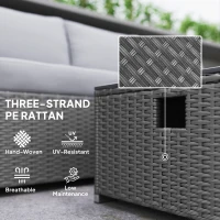 Outsunny Five Piece Rattan Garden Furniture Set with Gas Fire Pit Table and Footstool - Grey(m-7)