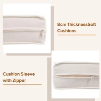 Hand-Woven Garden Lounge Sofa Set with 2 Armchairs, 2 Two-Seater Sofas, 2 Round Tables, Ideal for Patio, Terrace, 187L x 124W x 78H cm, Beige(m-8)