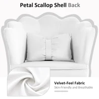 HOMCOM Velvet-Feel Petal Back Office Chair - White(m-4)