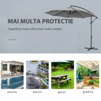 Outsunny Umbrela pentru Exterior Structura din Otel si Poliester Impermeabil Anti-UV Φ300x250cm Gri(m-6)