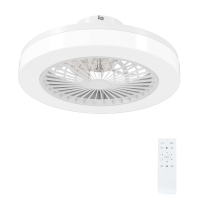 HOMCOM Ventoinha de Teto com Luz LED 40 W Motor DC Revertível Controlo Remoto 6 Velocidades Temporizador Ø46x16 cm Branco