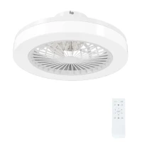HOMCOM Ventoinha de Teto com Luz LED 40 W Motor DC Revertível Controlo Remoto 6 Velocidades Temporizador Ø46x16 cm Branco(m-1)