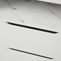 Marbled 6-Drawer Sideboard with RGB LED Lighting, Modern Storage Cabinet for Living Room or Home Office, 120L x 40W x 85H cm, White(m-11)