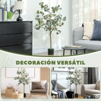 HOMCOM Planta Artificial Decorativa de 150 cm Eucaliptus Sintético con 230 Hojas en Maceta para Interior Verde(m-8)