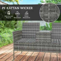 Outsunny Two-Seat Rattan Chair, with Middle Table - Charcoal Grey(m-5)