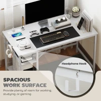 HOMCOM Computer Desk, with Power Sockets - White(m-6)