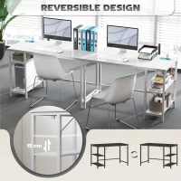 HOMCOM Computer Desk, with Power Sockets - White(m-5)