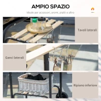 Outsunny Barbecue a Carbone con Coperchio, Ripiani e Ruote, Completo di Spatola, Pinza e Coltello, Nero(m-5)