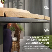 Outsunny Tuintafel Ø70 cm, Weerbestendige Ronde Balkontafel met Lamellenontwerp, Staal Ø70 x 74H cm Natuurlijk Hout(m-6)