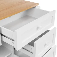 Dining Trolley with Drawer-Storage Cabinet, Mobile and Fixed Dual-Use Design, Versatile Food Cart for Kitchens, 134L x 46W x 92H cm, White(m-11)