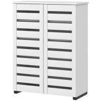 HOMCOM Mobile Scarpiera a 5 Livelli con 4 Ripiani Regolabili e Ante a Doghe, in Legno, 76x33Px98 cm, Bianco