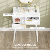 HOMCOM Elegant Dressing Table, with Round Mirror, 60 x 40 x 123 cm - White(m-5)
