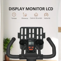 HOMCOM Cyclette da Casa con Volano da 8 kg e Schermo LCD, in Acciaio e ABS, 103x53x100-114 cm, Rosso e Nero(m-4)