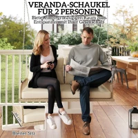 Outsunny Hollywoodschaukel 2-Sitzer Rattan Gartenschaukel mit Kissen Ketten bis 240 kg 115 x 66 x 44 cm Beige(m-4)