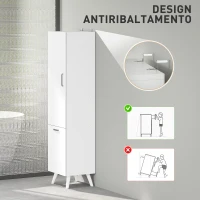 HOMCOM Mobile da Bagno con Armadietto a 3 Ripiani e Spazio Portaoggetti Inferiore, in Legno, 35x31.5x144 cm, Bianco(m-5)