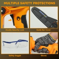 Outsunny Mini Chainsaw Cordless, 8 Inch Electric Chainsaw with 2 x 4000mAh Batteries, Brushless Motor and Safety Lock for Tree Trimming, Garden, Wood Cutting, Orange(m-6)