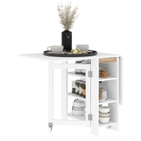 HOMCOM Tavolo Pieghevole Pranzo con 2 Ribalte e Ripiani Espandibile per 4 Persone, 120x60x75 cm, Bianco