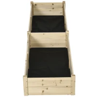 Outsunny Hochbeet, 2 Pflanzbereiche, Innenverkleidung aus Vlies, wetterbeständig, Massivholz, 244 cm x 61,5 cm x 27 cm(m-10)