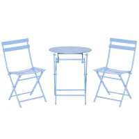 Outsunny Bistroset für 2 Personen Balkonmöbel Set patio Hof Garten Hellblau(m-15)