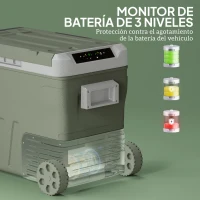 Outsunny Nevera Portátil Eléctrica 45L Refrigerador de Coche 12V/24V -20℃ a +20 ℃ con Pantalla LED Táctil 64,5x43,5x53 cm Verde(m-6)