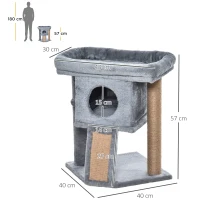 PawHut Árvore Arranhador para Gatos Pequenos Arranhador para Gatos com Poste de Juta Rampa Caverna e Bola Suspensa 40x40x57 cm Cinza(m-3)