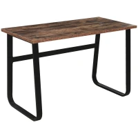 HOMCOM Computer Table, Writing Desk with Steel Frame and Wood Top, Industrial Home Study Table, 115 x 58 x 74.5cm, Rustic Brown and Black(m-1)