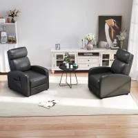HOMCOM Sillón de Masaje Reclinable con Mando a Distancia Bolsillo Lateral y Temporizador Tapizado en PU 68x88x98 cm Negro(m-2)