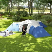 Outsunny 6-9 Man Tent with Bedrooms and Living Room, Accessories Included, Blue(m-2)