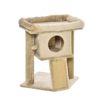 PawHut Árbol Rascador para Gatos Pequeños de 57 cm con Poste de Yute Rampa para Rascar Cama y Bola Colgante 40x40x57 cm Arena(m-1)