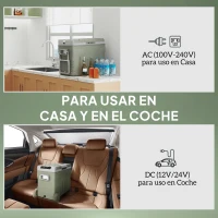 Outsunny Nevera Portátil Eléctrica 45L Refrigerador de Coche 12V/24V -20℃ a +20 ℃ con Pantalla LED Táctil 64,5x43,5x53 cm Verde(m-5)
