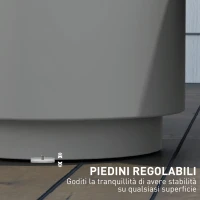 HOMCOM Tavolino Multiuso con Secchiello Ghiaccio e Coperchio, in Cemento e Acciaio Inox, Ø37.5x43.5 cm, Grigio Chiaro(m-6)