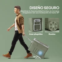 Outsunny Nevera Portátil Eléctrica 45L Refrigerador de Coche 12V/24V -20℃ a +20 ℃ con Pantalla LED Táctil 64,5x43,5x53 cm Verde(m-8)