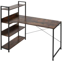 HOMCOM Office Desk with Storage Shelves, 120 CM Computer Desk, Industrial Study Table with Metal Frame for Home Office Small Space, Rustic Brown(m-1)