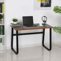 HOMCOM Computer Table, Writing Desk with Steel Frame and Wood Top, Industrial Home Study Table, 115 x 58 x 74.5cm, Rustic Brown and Black(m-9)