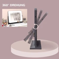 HOMCOM Schminkspiegel mit LED-Lampen, USB-Anschluss, 3 Modi, drehbar, Schwarz(m-9)