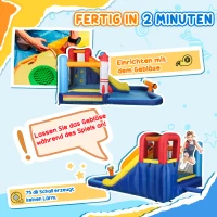 AIYAPLAY 5-in-1 Springkasteel, met Waterglijbaan, Plonsbad, Waterspuit, Snel Opblaasbaar, 360 x 250 x 195 cm, Kleurrijk(m-7)