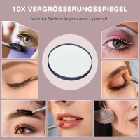 HOMCOM Schminkspiegel mit LED-Lampen, USB-Anschluss, 3 Modi, drehbar, Schwarz(m-8)