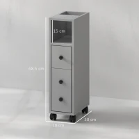 kleankin Slimline Bathroom Storage Cabinet - Grey(m-3)