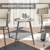 Outsunny Conjunto de Muebles de Jardín de Ratán Sintético con 2 Sillas con Cojines Extraíbles y Mesa con Tablero de Metal Gris(m-6)