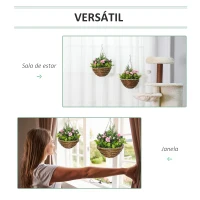 Outsunny Conjunto de 2 Plantas Lisianthus Suspensas Artificiais para Interior e Exterior com Vaso e Vime e Correia Ø25x34 cm Rosa e Verde(m-5)